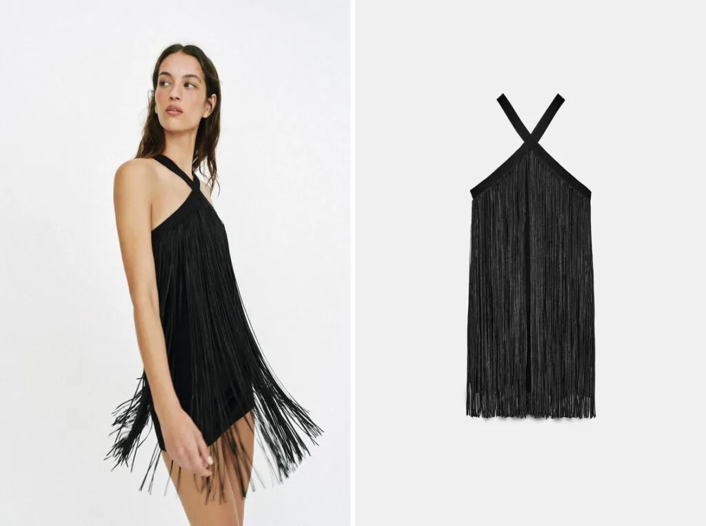 Vestido negro con escote cruzado de Zara. (PVP: 35.95€)