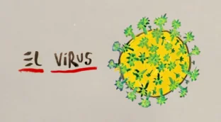 La viñeta animada sobre... El virus