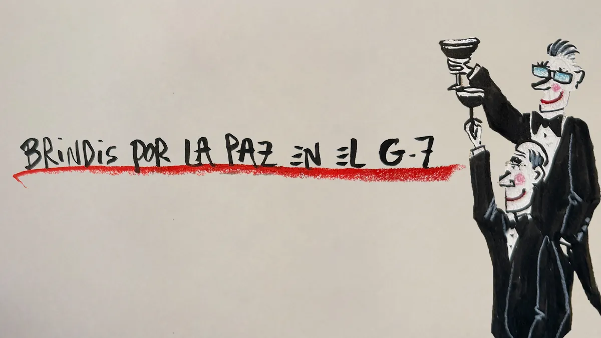 La viñeta animada sobre... brindis por la paz en el G-7