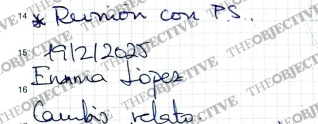 Leire Díez anotó una «reunión con PS» en su agenda en febrero del año pasado