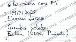 Leire Díez anotó una «reunión con PS» en su agenda en febrero del año pasado
