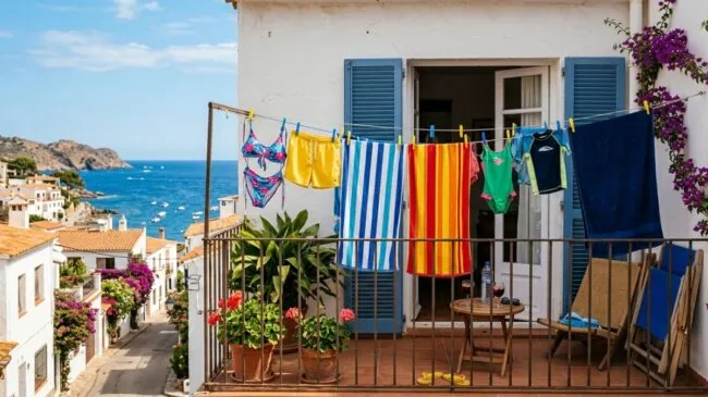 Ni la toalla ni el bañador: la Ley de Propiedad Horizontal te prohíbe tender en el balcón, con una multa de hasta 1.500 euros