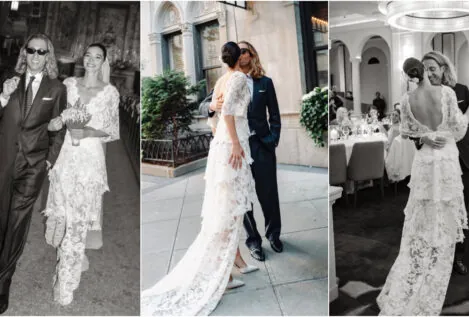 Entramos en la boda de Rocío Crusset en Nueva York: vestido de encaje, un recogido que le asemeja más a su madre y un original detalle