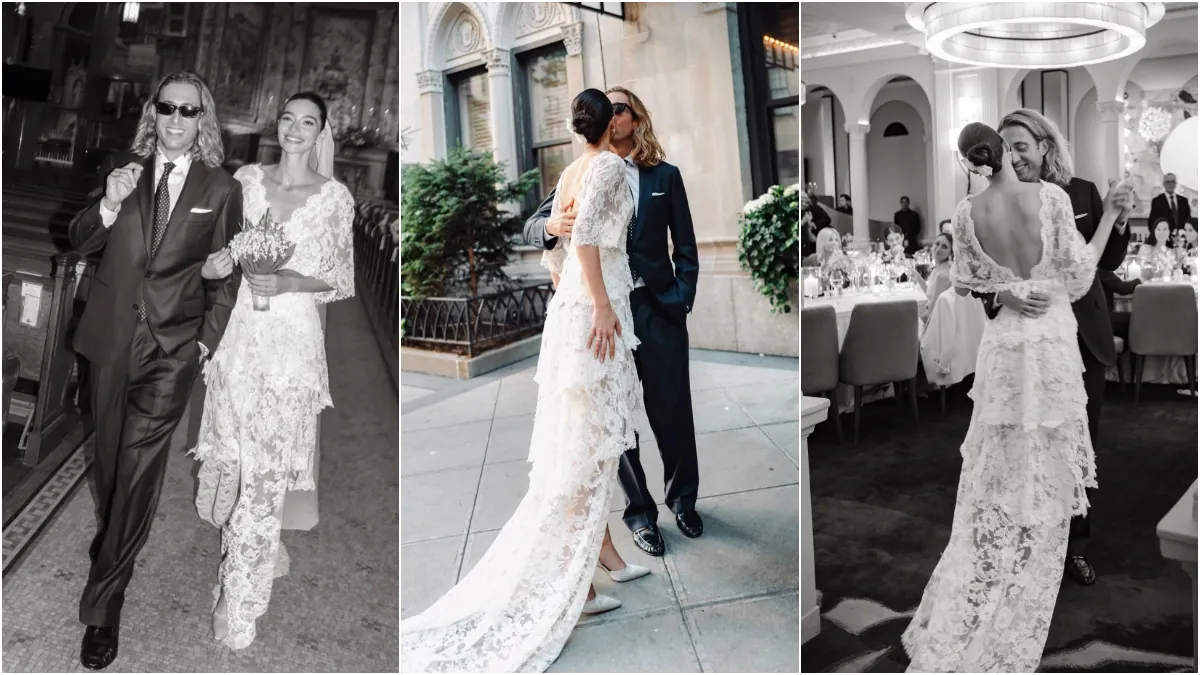 Entramos en la boda de Rocío Crusset en Nueva York: vestido de encaje, un recogido que le asemeja más a su madre y un original detalle