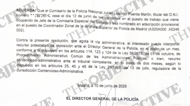 Interior destituye al comisario del Senado tras «no proteger» a Sarah Santaolalla de Vito Quiles