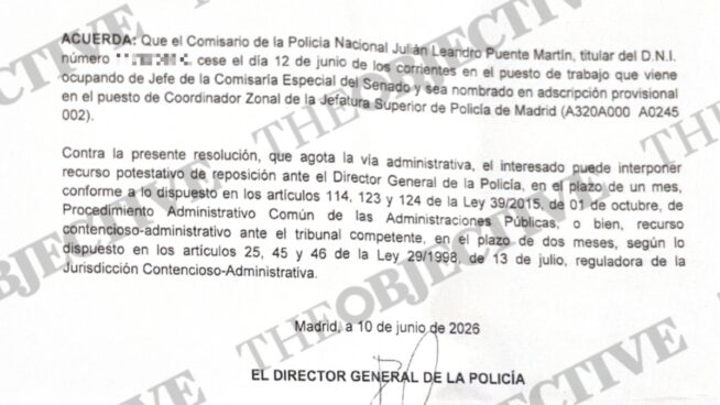 Interior destituye al comisario del Senado tras «no proteger» a Sarah Santaolalla de Vito Quiles