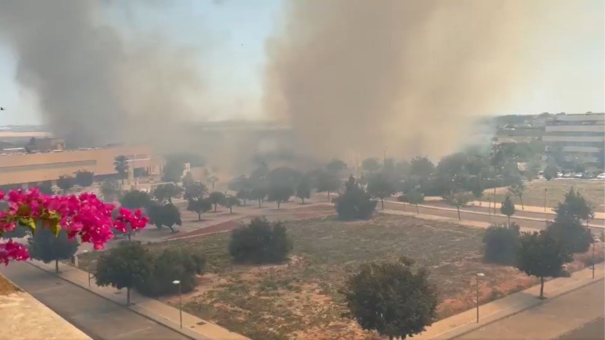 Controlado el incendio urbano que ha forzado a desalojar casas en Mairena del Aljarafe