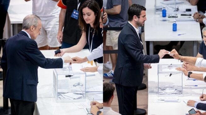 Florentino y Riquelme ejercen su voto en las elecciones a la presidencia del Real Madrid
