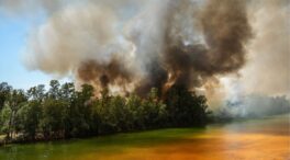 Interrumpida la circulación de trenes entre Gibraleón y Calañas por el incendio en Huelva