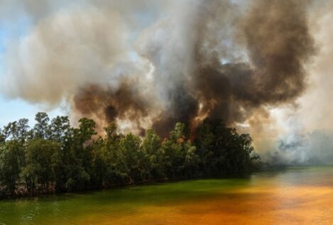 Interrumpida la circulación de trenes entre Gibraleón y Calañas por el incendio en Huelva