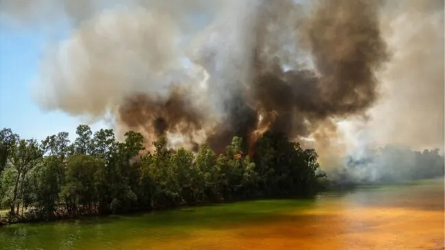 Interrumpida la circulación de trenes entre Gibraleón y Calañas por el incendio en Huelva