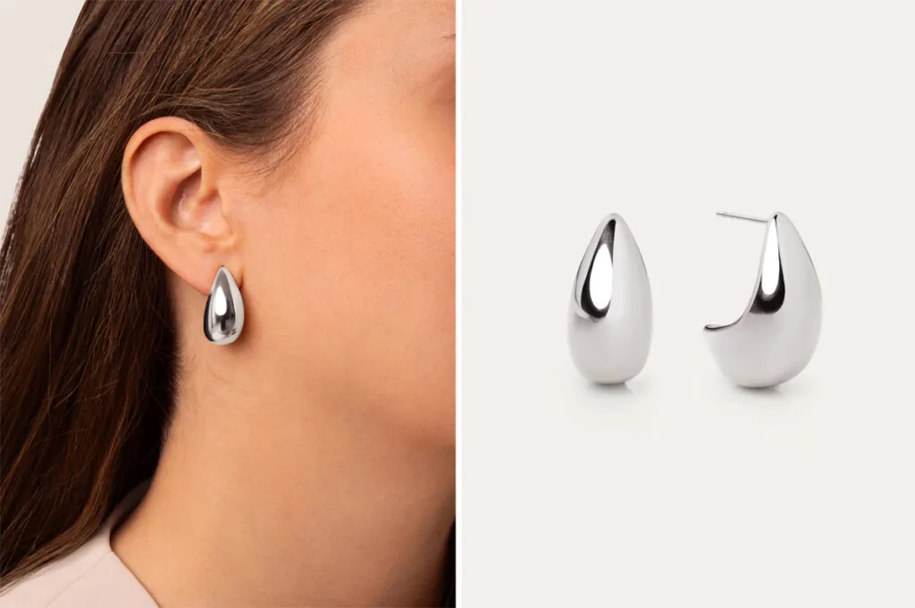 Pendientes plateados con forma de gota de Singularu. (PVP: 19.99€)