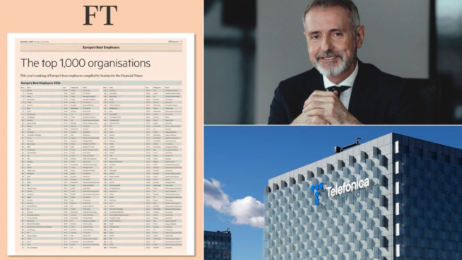 Telefónica, la española mejor valorada para trabajar en Europa según el 'Financial Times'